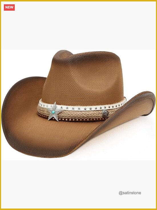 Straw Cowboy Hat with Shapeable Brim, Adjustable Fit, Sun Protection main image 7